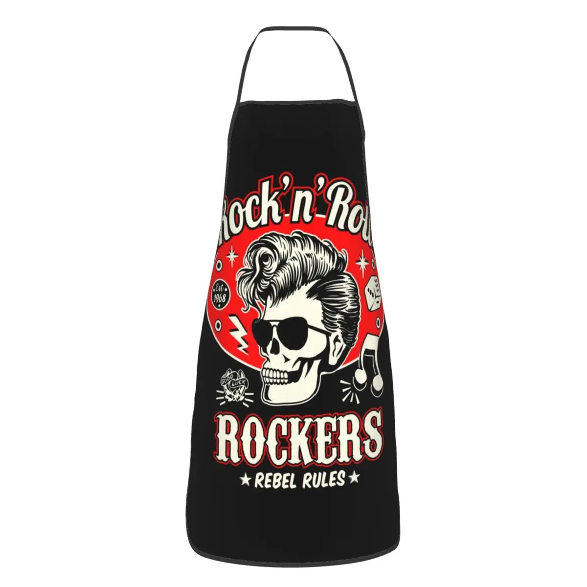 

Пользовательские унисекс рокабилли рок-н-ролл череп игральные кости рокеры кухня шеф-повар кулинария выпечка фартук для мужчин женщин кухня для рисования