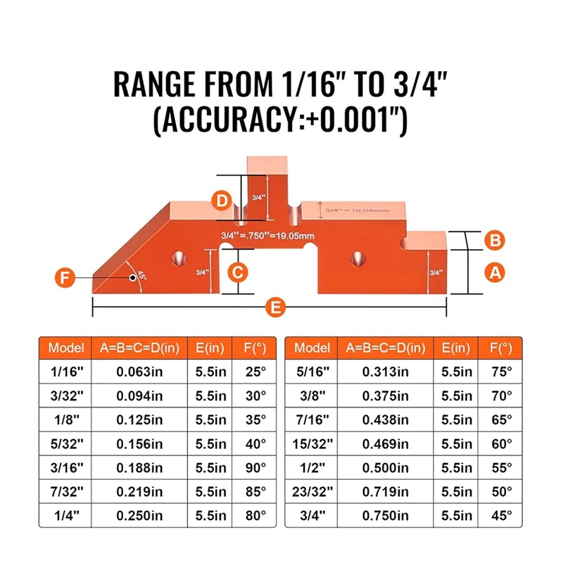 A98E-Router Table Setup Bars, 14 Pcs, Precision Aluminum Setup Blocks Height Gauge Set, With Laser Engraved Size Markings