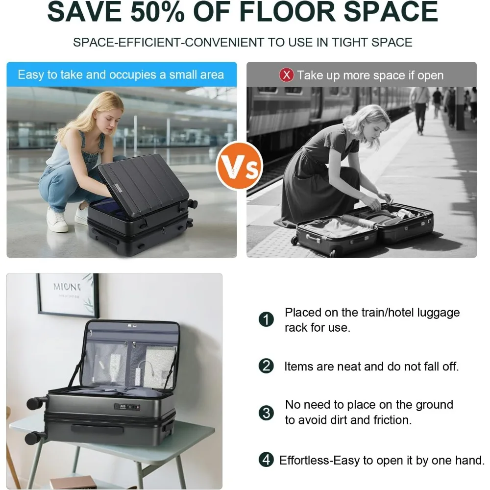 حقيبة ذات هيكل صلب قابلة للتوسيع مع عجلات دوارة، سعة كبيرة، قفل TSA، ومتانة للسفر