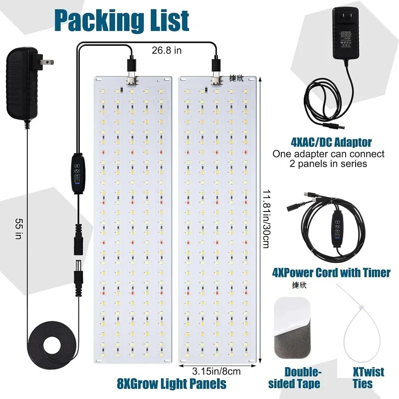 1-4pc led crescer painel de luz ultra-fino espectro completo regulável temporizador planta luz sob o armário lâmpada crescente para plantas de interior rack