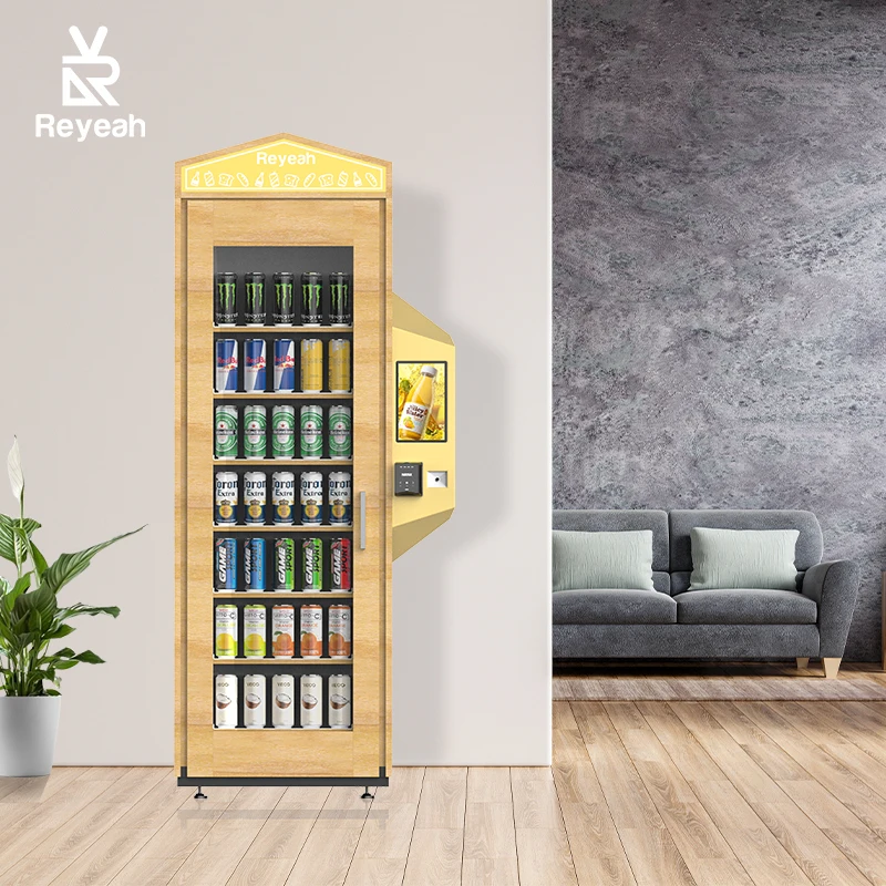 Smart Fridge Vending Machine with Nayax Card Reader in the Supermarket