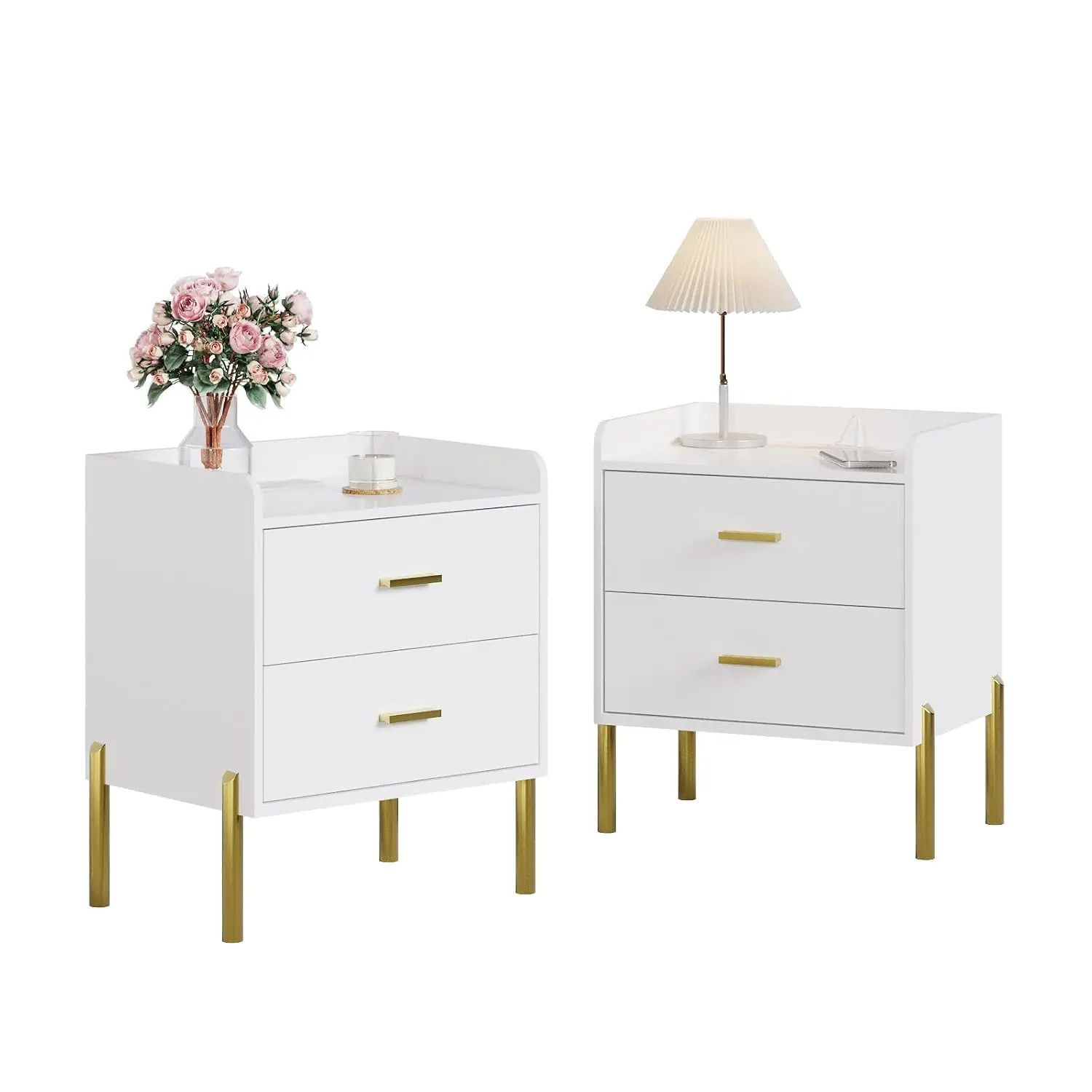 Nightstand Set Of 2 With Built-in Charging Station, Bedside Table With USB Ports & Outlets For Bedroom, Customized