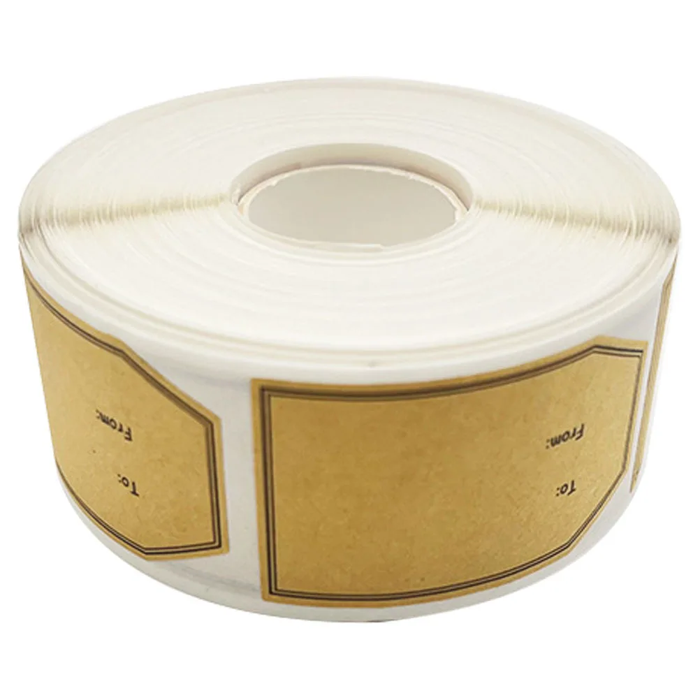 1 Roll Kraft Paper Adhesive Labels Writable Blank Self-Adhesive Removable Sealing Stickers for Gift Candy Party Bags