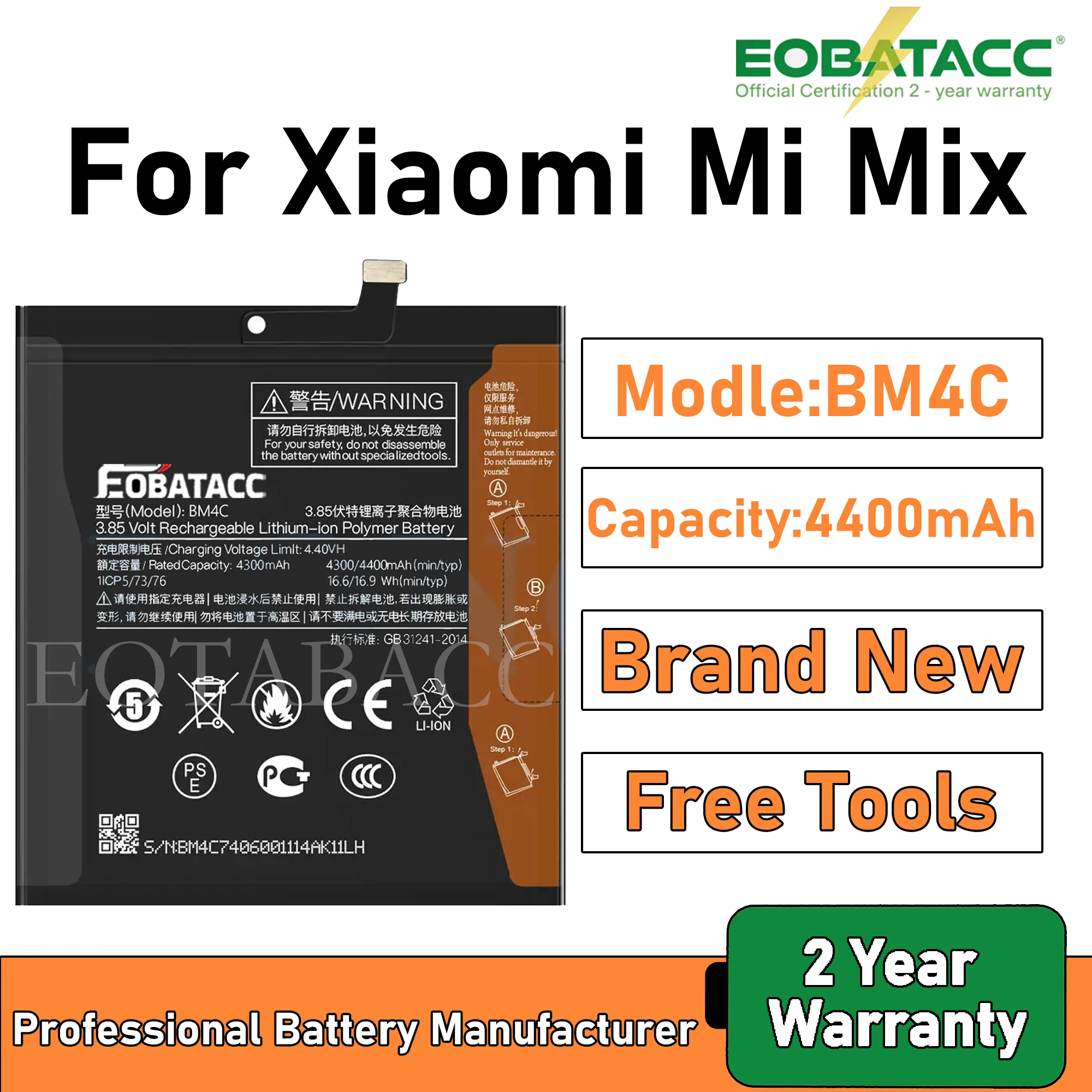 2025 лет EOBATACC 100% новый аккумулятор BM4C для Xiaomi Mix 4300 мАч, аккумуляторы + бесплатные инструменты