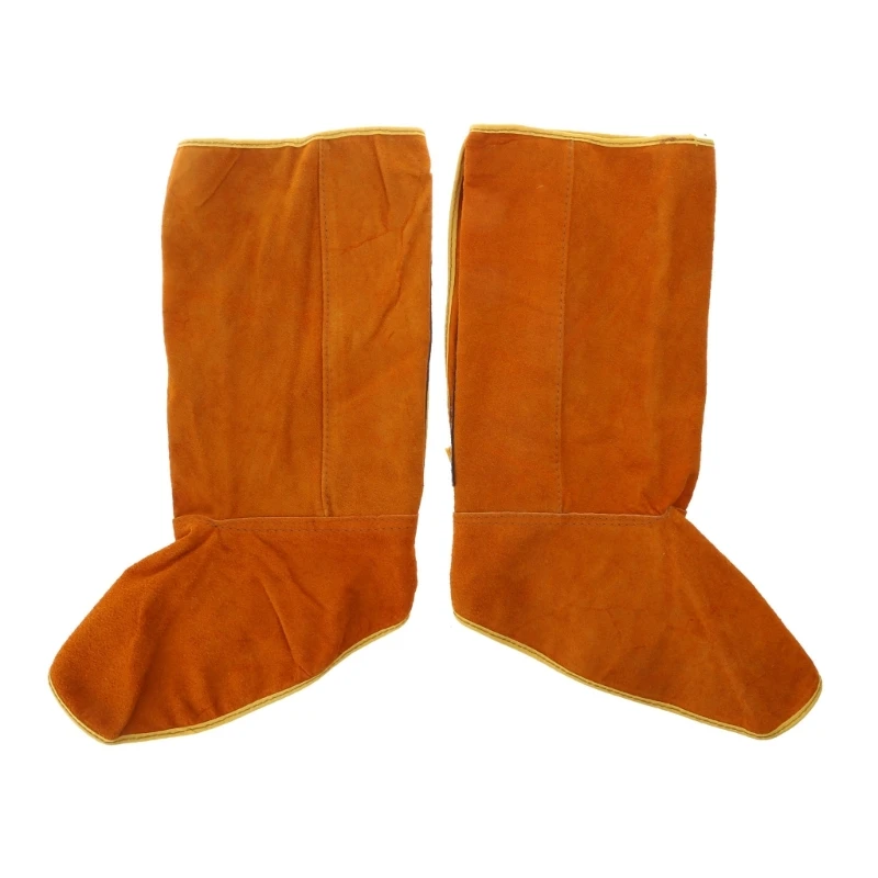 15inch Leather Welding Spats Heat and Abrasion Resistant Welder Tools Protection Feet Cover Welding Boot Shoes Covers