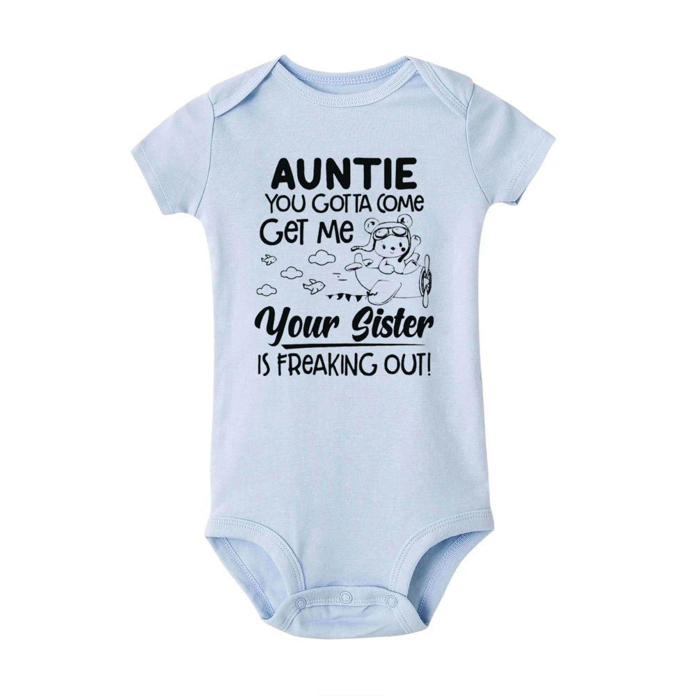 Aunite You Gotta Come Get Me Your Sister Is Freaking Out Printed Baby Romper Newborn Summer Bodysuit Infant Short Sleeve Clothes