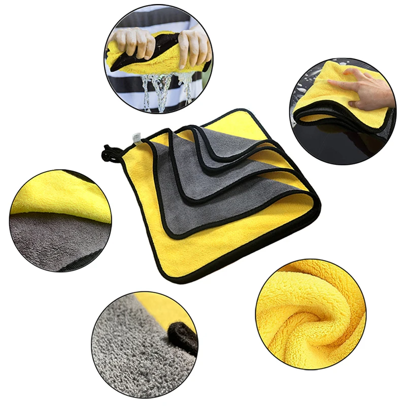 New 1/5pcs Extra Thick Car Microfiber Drying Towel Absorbent Car Wash Towels Reusable-Microfiber Cleaning Cloth Dust Cloths