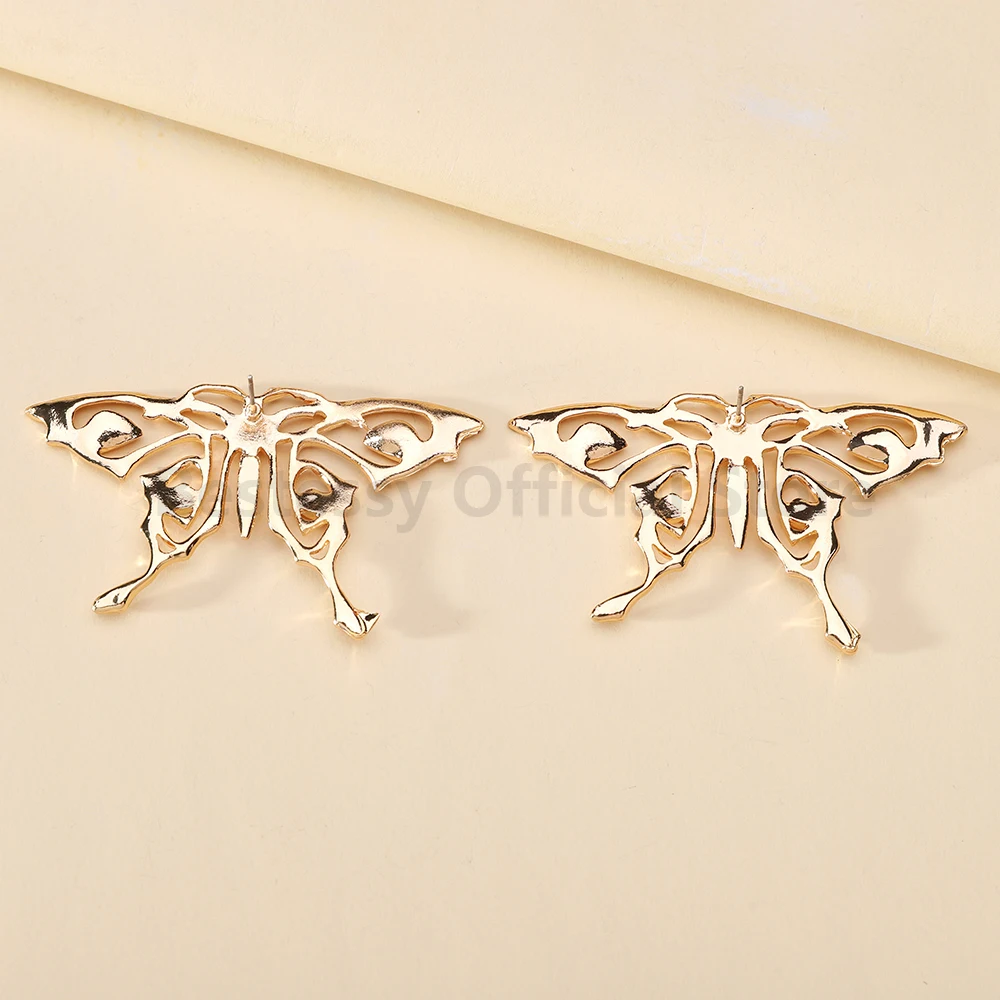 أقراط كلاسيكية على شكل فراشة مجوفة معدنية باللون الذهبي والفضي للنساء مجوهرات فاخرة أنيقة وإكسسوارات الحفلات الراقصة #5