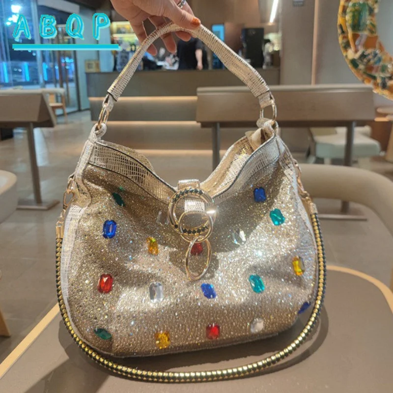 New Dinner Handbag Diamond Sparkling Dinner Party Women's Shoulder Bag Luxury Brand Fashion Diamond Women's Bag High Quality