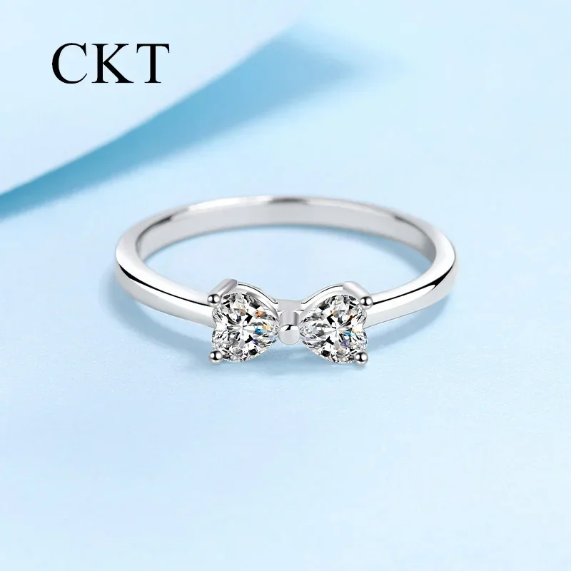 

18K White Gold Luxury Platinum Rings for Women Heart to Heart 0.6 Carat Moissanite Ring Pt950 Wedding Diamonds Fine Jewelry Gift