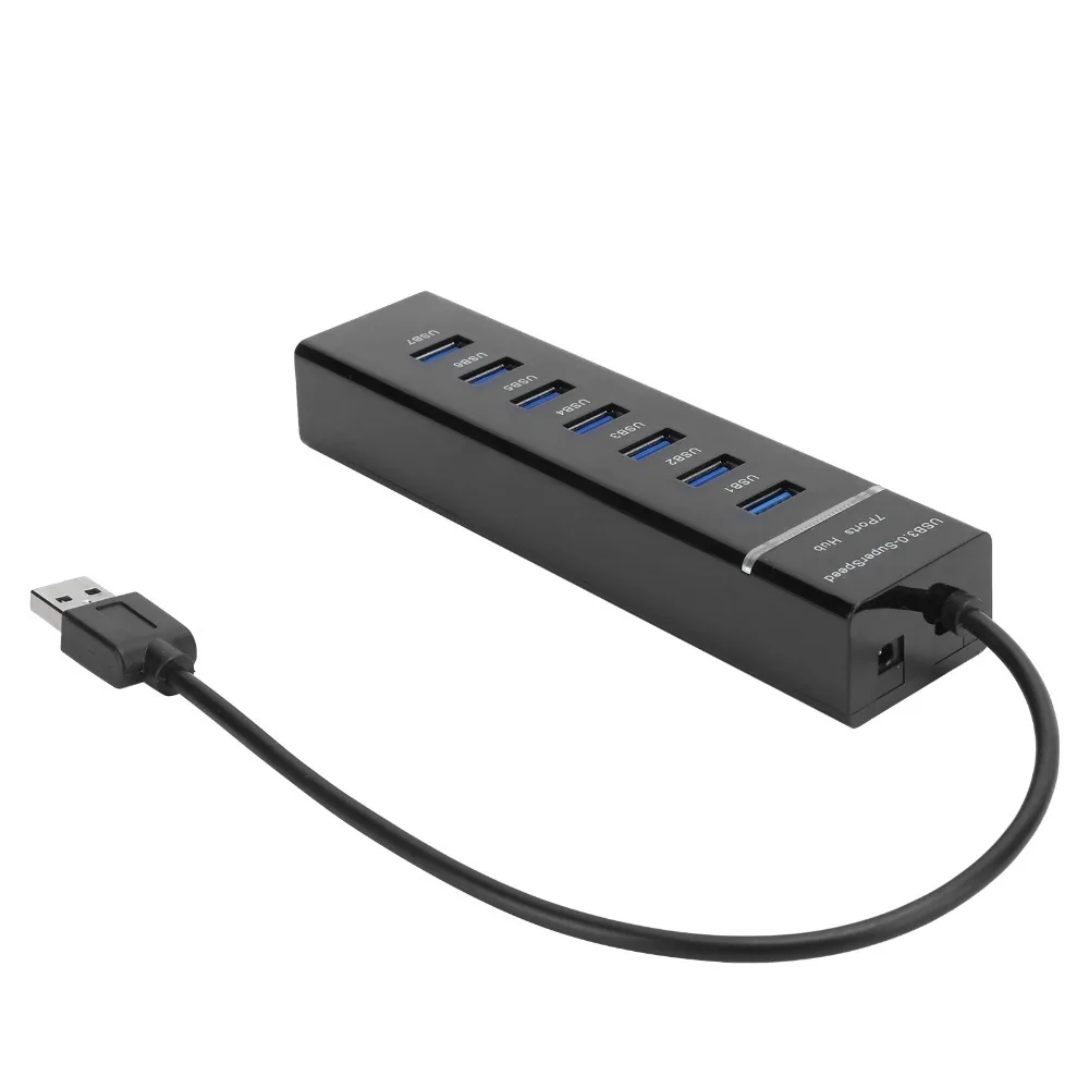 

Прочный USB 3.0 хаб с синим LED-индикатором, высокоскоростной (5 Гбит/с), 7 портов, DC 5В, Plug and Play, адаптер SuperSpeed для подключения к ПК