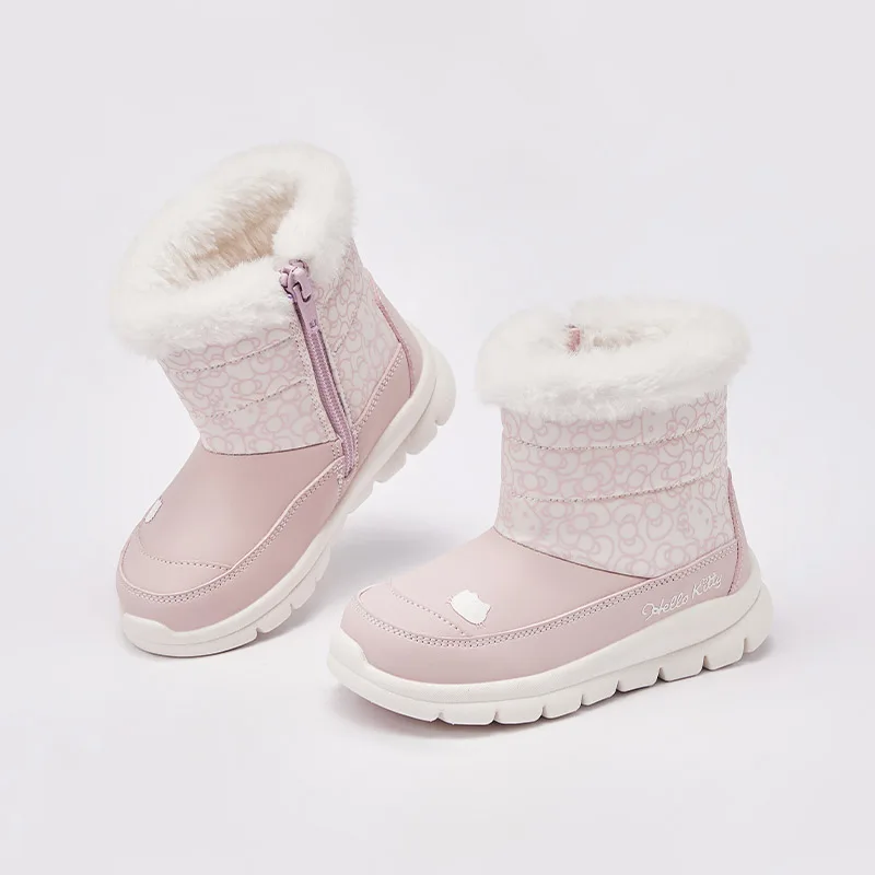 Dave Bella Winter Children Boots For Little Girls Fashion Girl\'s Pink Boots Plush Fur Warm Cotton Kid Shoes DB4242055