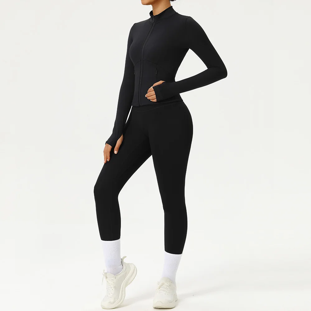 2PCS Yoga Suit Sports Set Women Sportswear Gym Set Women Tracksuit Running Workout Long Sleeve Jacket Sports Shirt Yoga Clothing - Image 4