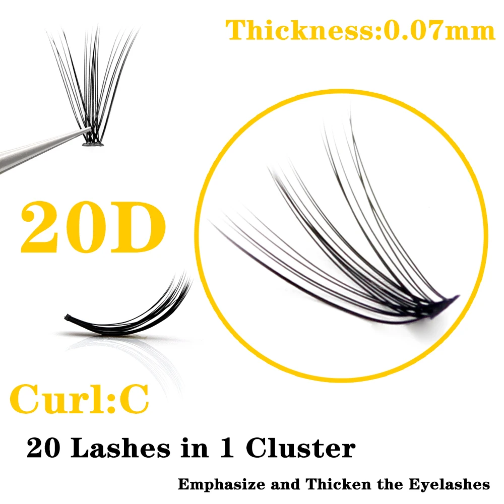 20D Cluster Lashes Makeup Cilia Bundles MIX Length 8/10/12  Mink Eyelash Extension Natural 3D  Volume Faux Eyelashes Individual