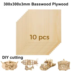 Basswood Sheets 10 Pcs 300/300mm 3mm Thick For Craft DIY Project Wood Laser Cutting Engraving Wood Burning DIY Craft Accessories