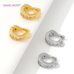 18K Gold Plated Brass Hinged Necklace Enhancer Inlaid Zircon Pendant Bail Clasps Connector For DIY Jewelry Making Accessories