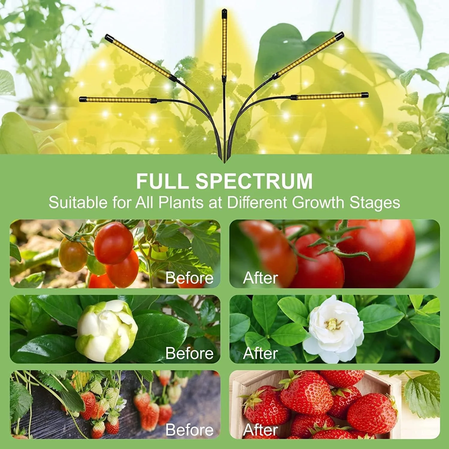 USB Full Spectrum Phyto Lamp com Tripé, Bulbo Hidroponia, LED Grow Light, Plantas de Interior, Estufa, Veg, Flor, 3000K