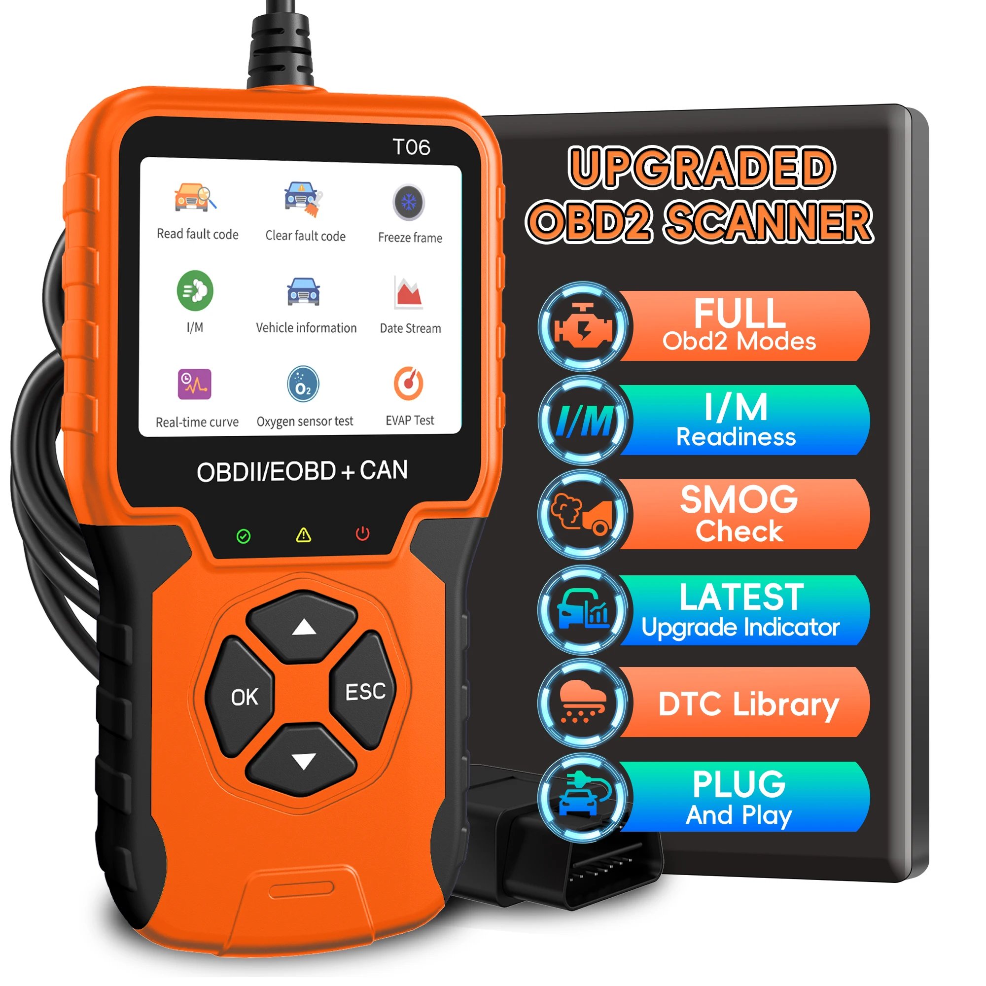 OBD2 Scanner Diagnostic Tool, Enhanced Check Engine Code Reader with Reset OBDII/EOBD Car Diagnostic Scan Tools
