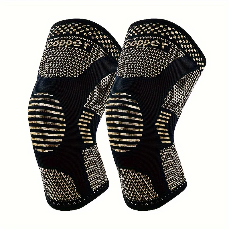 Copper Knee Brace for Arthritis Pain Basketball Outdoor Sports Knee Pads Elastic Knitted Compression Leg Warmers Women Men