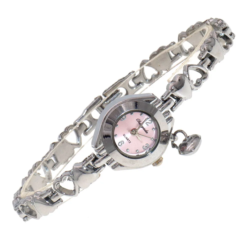 

Chaoyada Elegant Women's Steel Bracelet Watch Bangle Lover Heart Shape PendantWristwatches Female Best Gift Clock Relogios