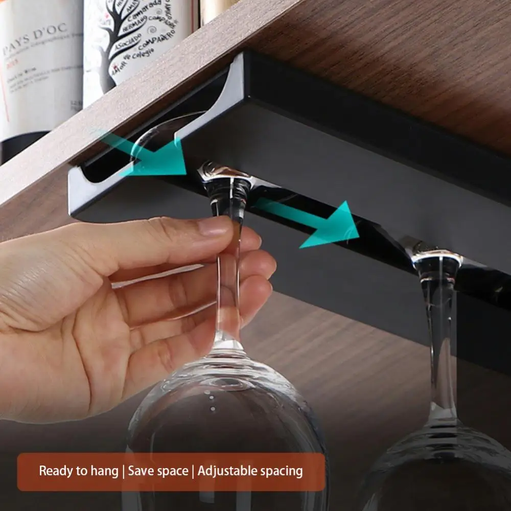 

2PC Kitchen Under Cabinet Free Punching Holder Wine Glass Rack Multi-function Classification Stemware Glass Cup Hanging Holder