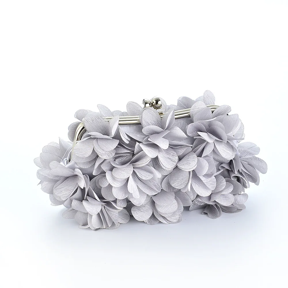 Satin Petal Evening clutch Bag Designer Dinner Party Wedding flower Purse wholesale