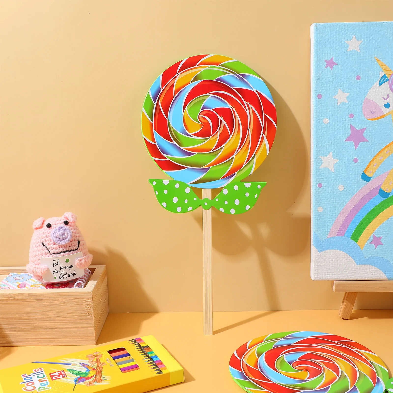 

3Pcs Realistic Simulation Lollipop Prop Bright Color Unique Design Photography Decorative Candy Photo Props Lollipop Prop