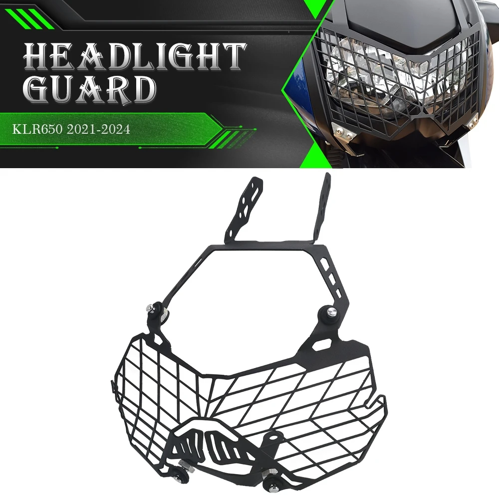 

Motorcycle Accessories Front Headlight Grill Guard Shield Cover Mesh Protection Decorative For Kawasaki KLR 650 2021-2022-2023