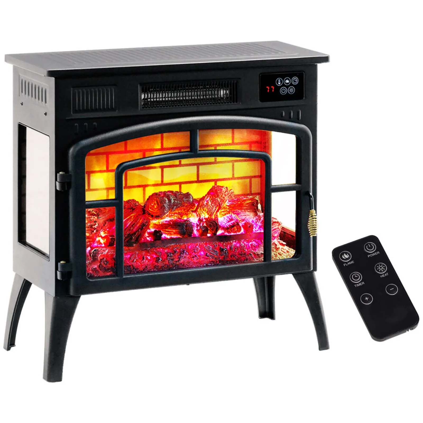 Infrared Electric Fireplace Heater Indoor 1500W 3D Flame Adjustable Temp United States