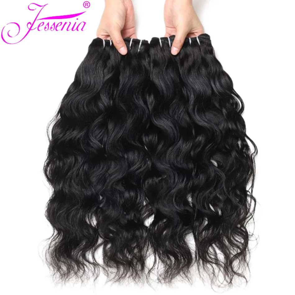 Rambut gelombang Natural Peru berikat-ikat 8-30inci sambungan rambut manusia Tissage Virgin 3 ikat rambut pendek diproses basah dan bergelombang