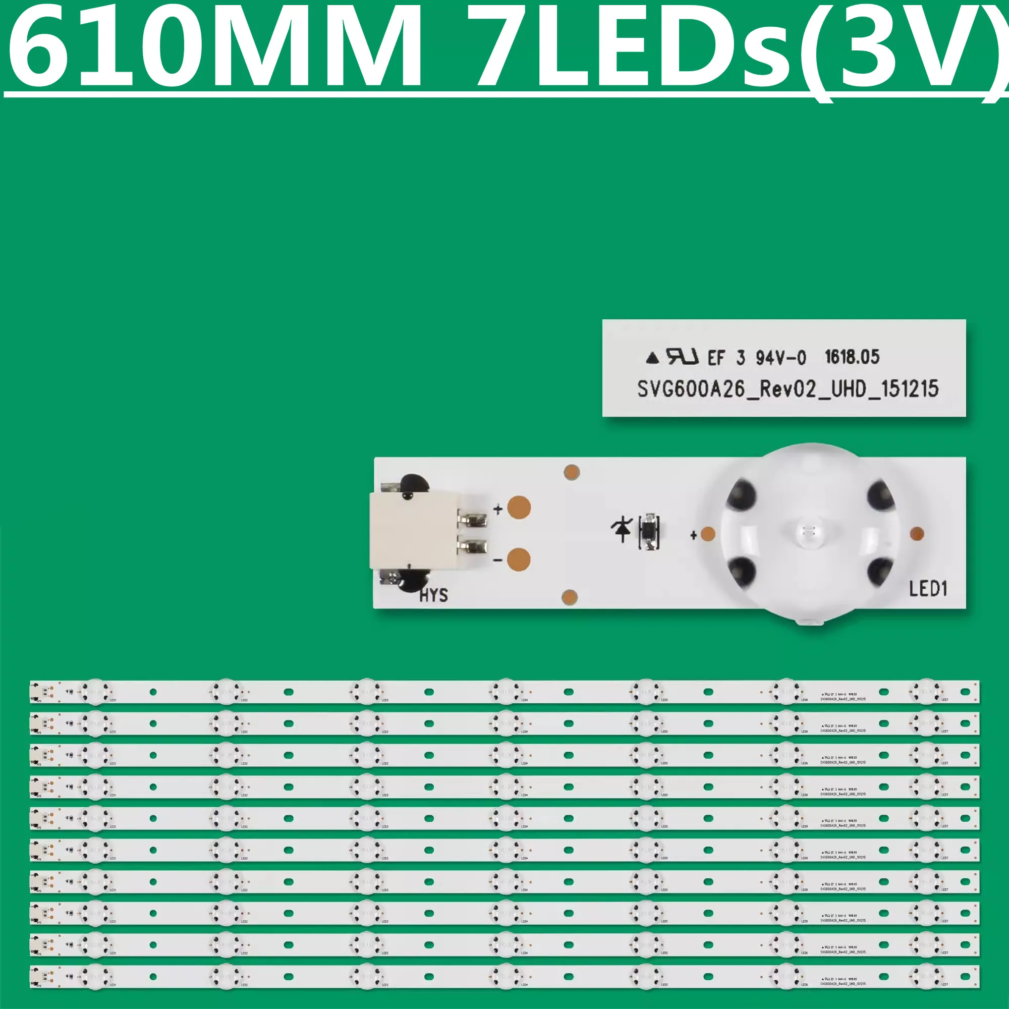 Tira de luces LED de retroiluminación, accesorio para piezas, innotek, 60 pulgadas, FHD, FBC, REV02, SVG600A2, 10 E60-E3, 5 lámparas