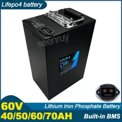 60V 40AH 50AH 60Ah 70AH Lifepo4 With Charger 2+6 Plug Lithium Iron Phosphate Battery Perfect For Tricycle Motorcycle Scooter