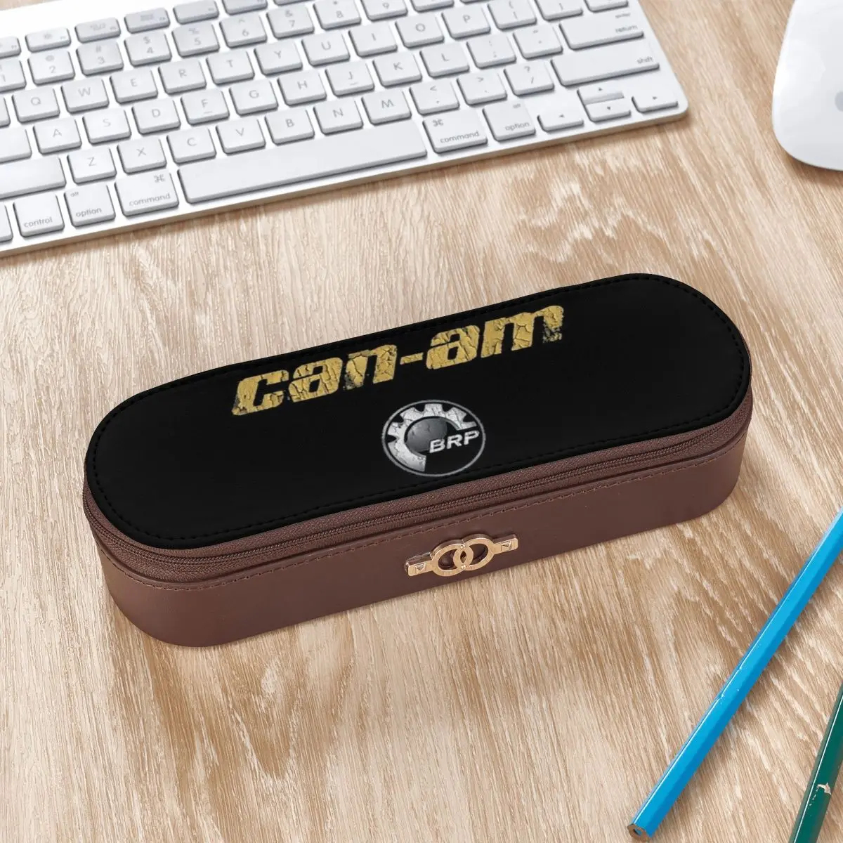 Can-Am BRP Motorcycle  Leather Pencil Cases Pencil Pouch Storage Stationery Supplies Pen Box Pencil Bag for Boys Girls Gifts
