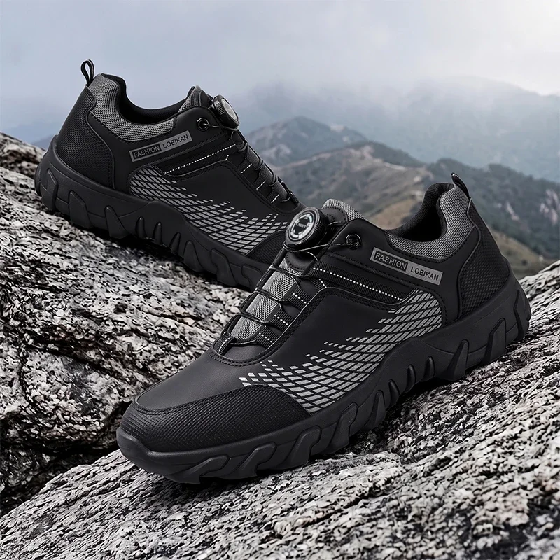 Herren-Freizeitschuhe mit Drehknopf, Mesh-Einsatz, rutschfeste, verschleißfeste dicke Sohle, Sneakers für den täglichen Stadtverkehr. – Detail 11