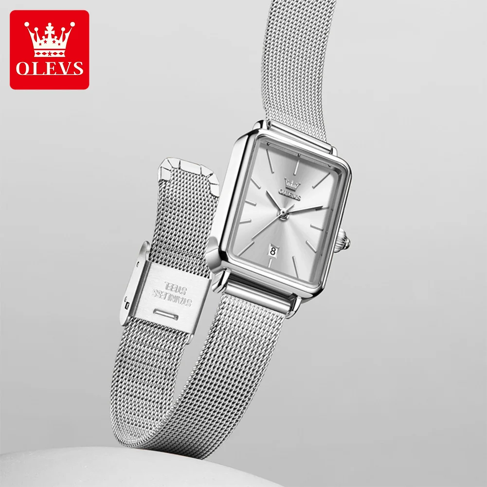 OLEVS 3692 Quartz Wristwatch Gifts Fashion Vintage Square Ultra Thin Ladies Watches Waterproof Stainless Steel Women's Watches