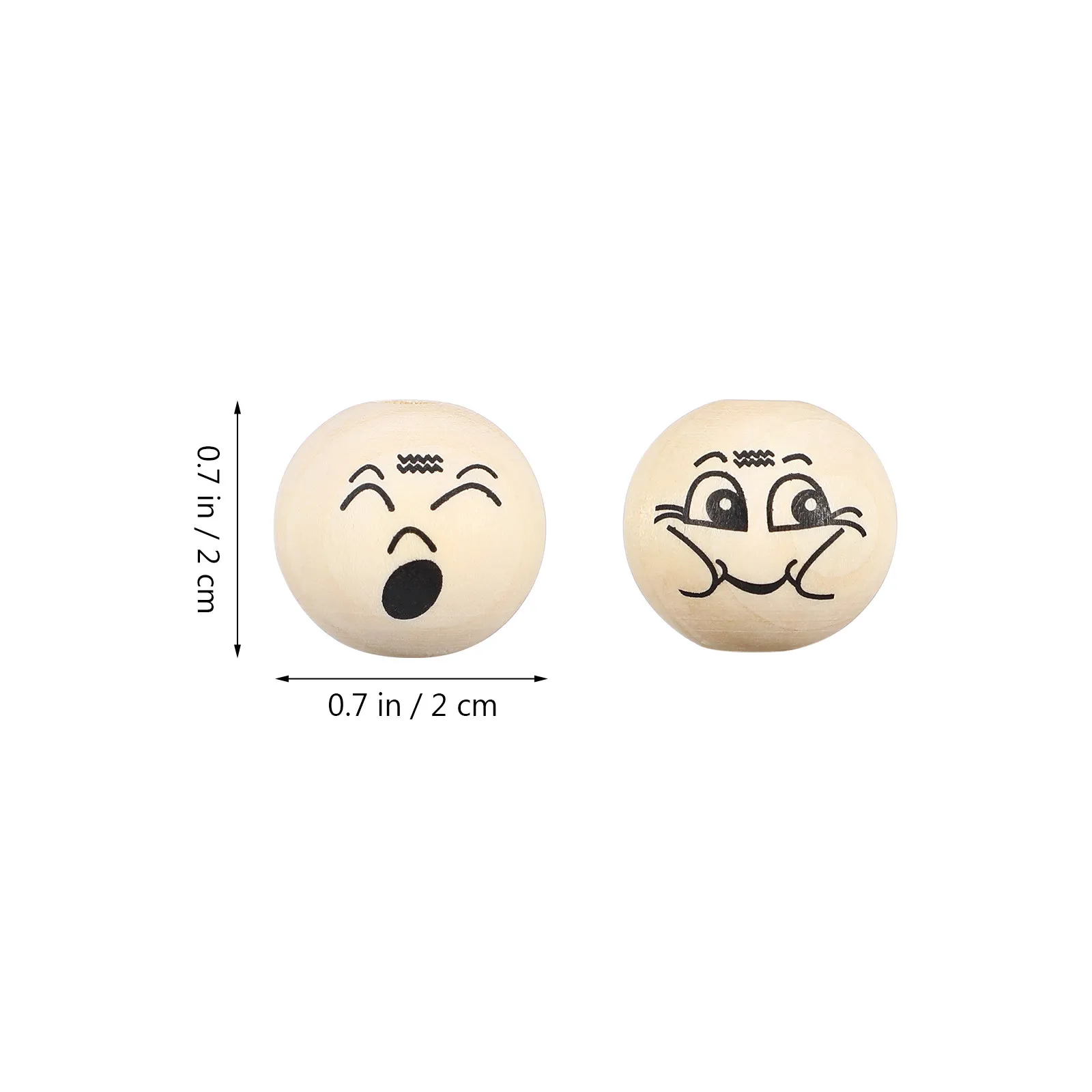 80Pcs Wooden Round Smile Beads Face Wood Craft Beads Large Hole Loose Spacer DIY Jewelry Making Accessories Loose Round Beads,