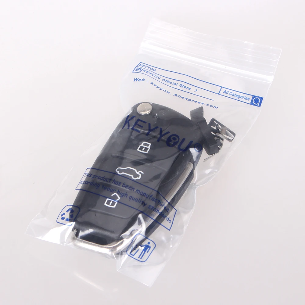 

KEYYOU 10Pcs New Flip Remote Control Shell Case For Audi A3 A4 A6 A6L A8 TT Quattro Q7 S6 With Uncut Blade Smart Car Key Housing