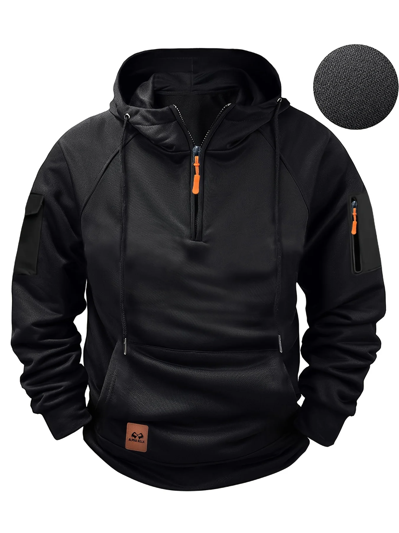 2025 Multi Pocket Zipper Fleece Hooded Shoulder Drop Casual Sweatshirt Men Women Plus Size Loose Pullover Fashion Sweatshirt top