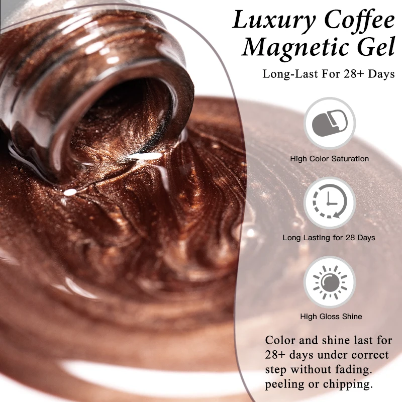 10 ml Luxus Kaffee Magnetische Gel Nagellack Glitter Semi Permanent Soak Off UV LED Gel Lack Für Maniküre DIY Nagel liefert