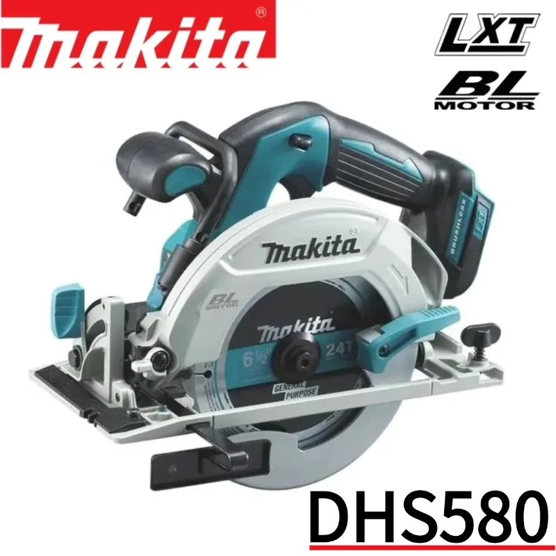 Scie circulaire électrique sans fil Makita à moteur sans balais, rechargeable, portative, pour bois et pierre, avec lame réglable