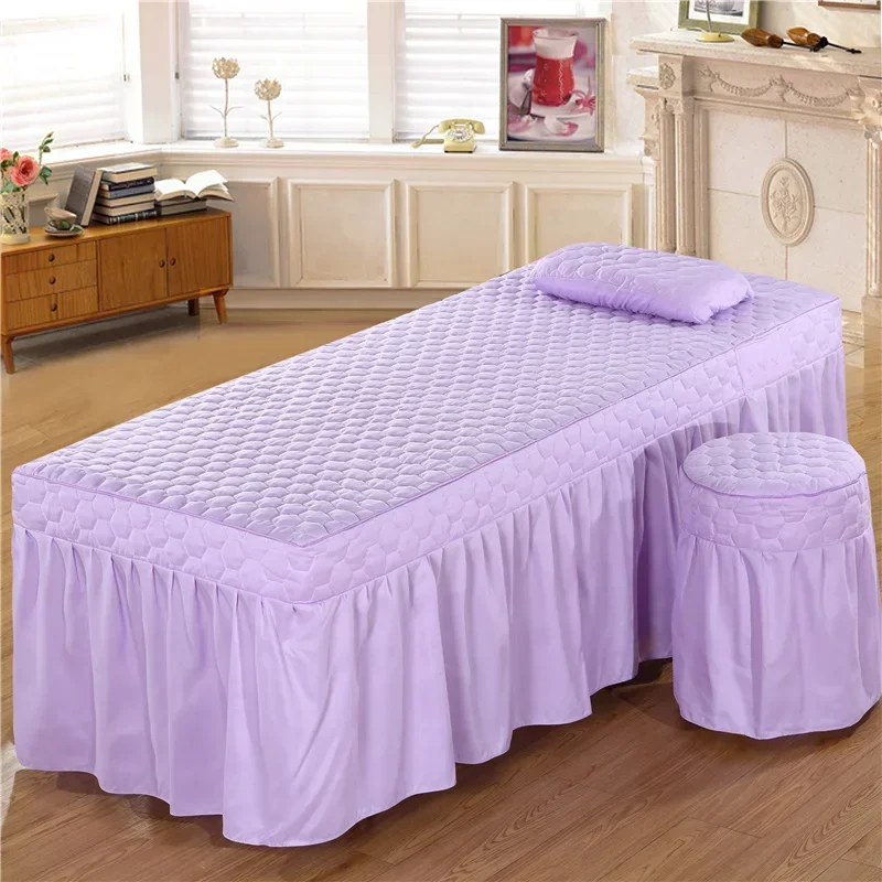 Cotton Bed Cover Only for Beauty Salon Solid Massage Table Bed Mattress Skin-Friendly SPA Bedskirt Full Cover with Hole Sabnanas