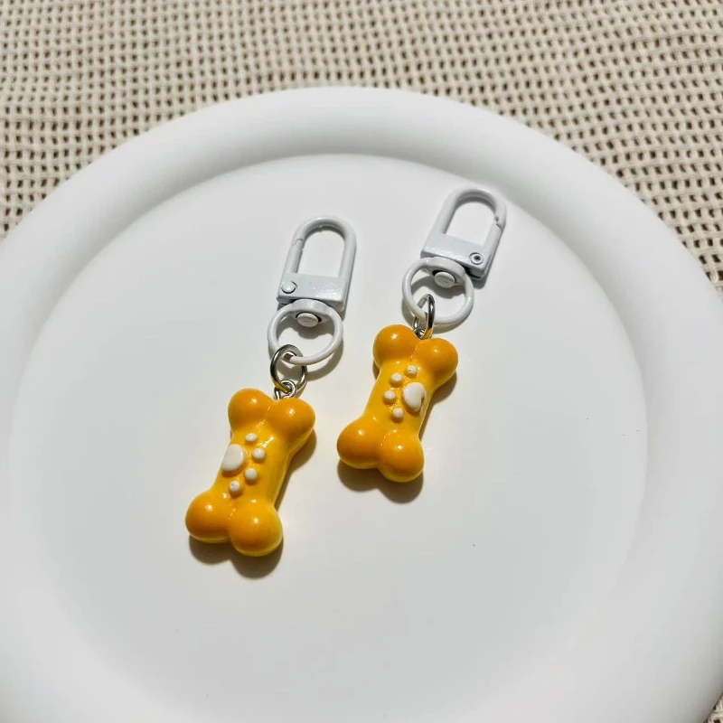 Personalized Dog Paw & Bone Key Chains, Cute Sweet‑cool Couple Key Ring, Suitable for Student Backpack Accessories