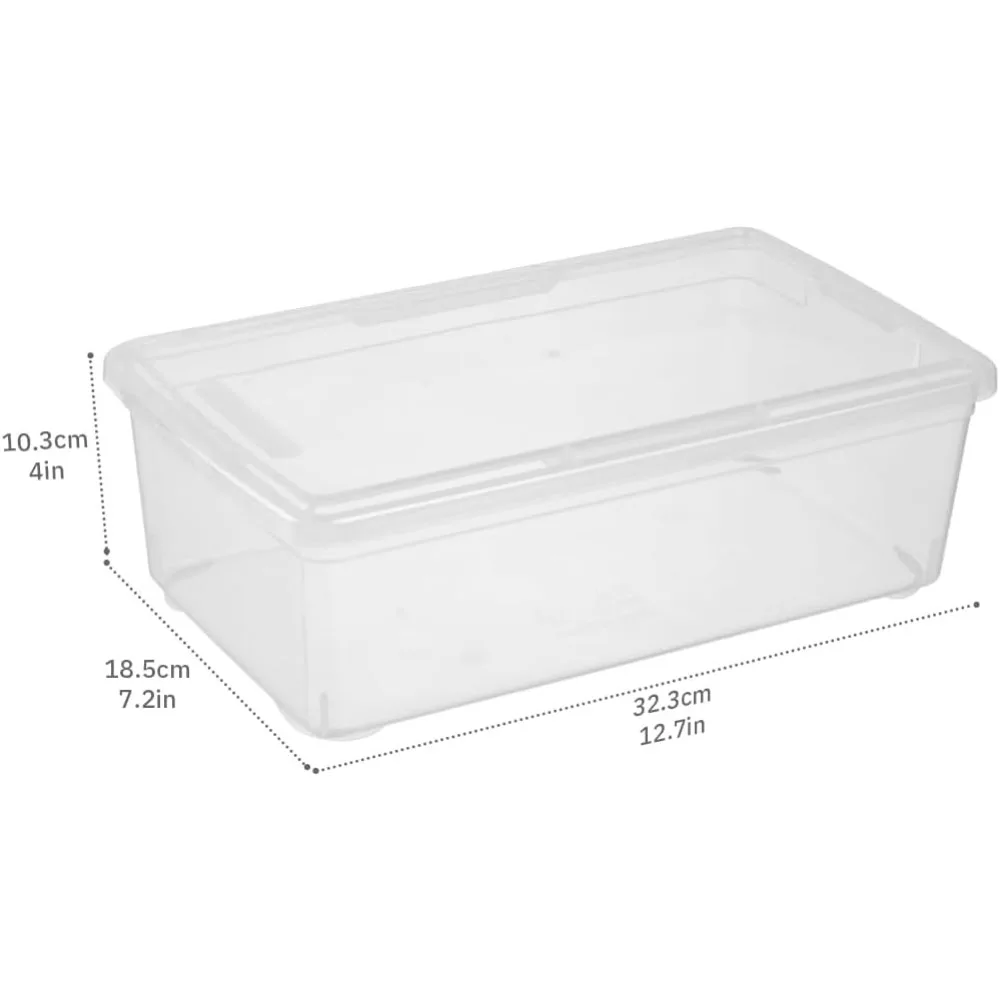 蓋付きの積み重ね可能な靴収納ボックス、靴、工芸品、画材用の耐久性のあるプラスチック製オーガナイザー（12個パック）