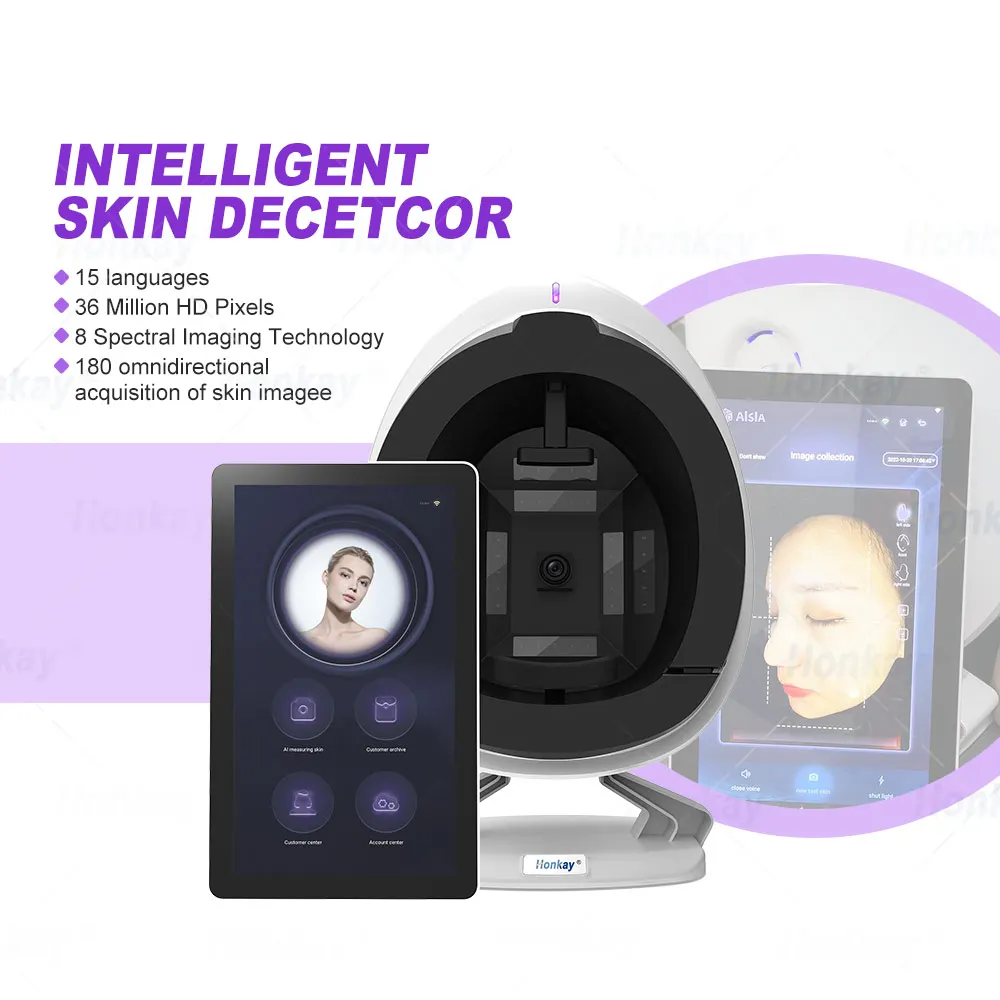 8Spectral Imaging Skin Analyzer Face Moisture Detection AI Smart Fece Diagnosis Spa Use 15.6inch 3D Facial Skin Analysis Machine