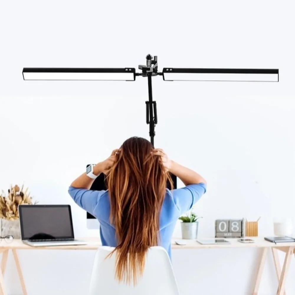 

360° Rotation Rocker Arm LED Table Lamp 160LED 3 Color Modes Double Head Desk Lamp Eye-Caring Super Bright LED Desk Lamp