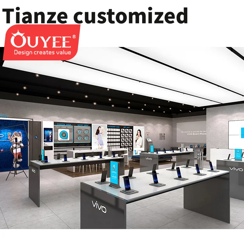 Customized-OEM Stylish Mobile Shop Counters Display Computer Shop Decoration Mobile Phone Shop Interior Design of Electronics St