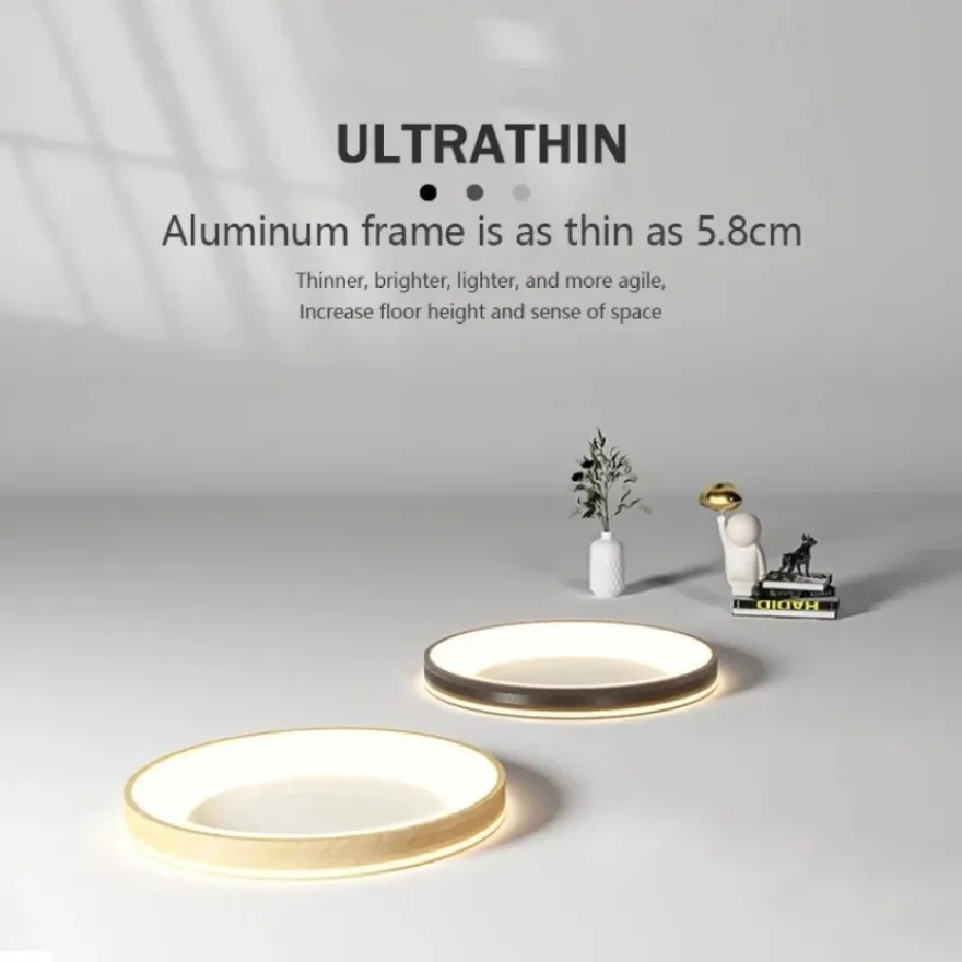 Modern LED Ceiling Light Simple Circular Ultra-thin Wood Grain Home Light Dining Room Living Room Study Balcony Decorative Light