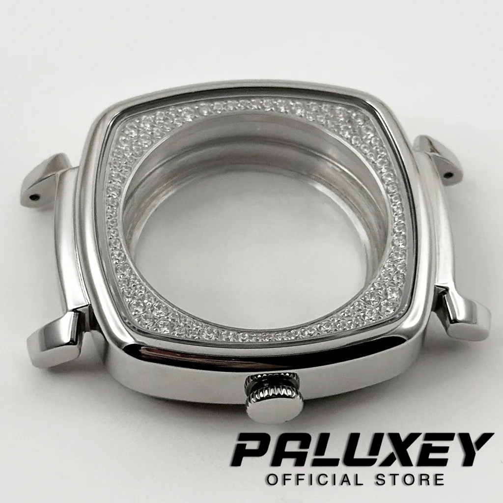 NH35 37.5Mm Casing Jam Tangan Kristal Safir Jam Tangan Mekanis NH38 Chronograph NH36 Casing Nautilus PP Bertatahkan Berlian Modifikasi