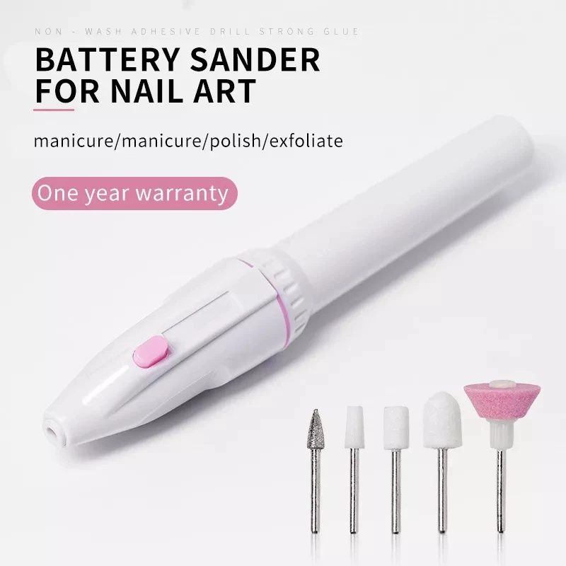 5 In 1 Elektrische Dode Huid Nail Remover Nagellak Machine Draagbare Batterij Polijstmachine Nail Boor Nail Art Schuren File pen Gereedschap