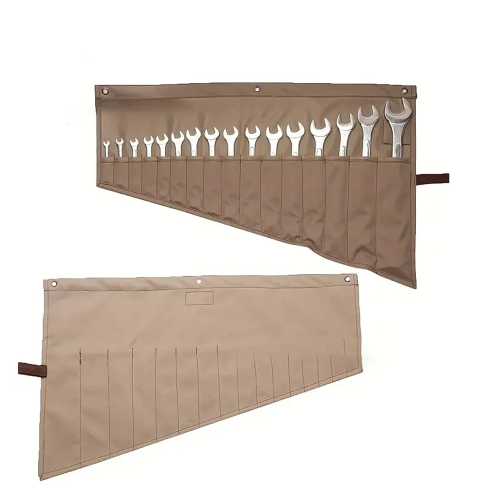 Heavy Duty Waxed Canvas Tool Roll Bag Multi-purpose Spanner With 16 Pockets High Sales Of Tool Accessories